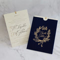DIY Velvet Pocket Envelope Design Invitation Cards and Custom Elegant Suede Wedding Invitations with Customized Gold Foiled logo