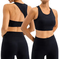 Women Workout Fitness Backless Padded Yoga Crop Tank Top Compression Seamless Sports Bra