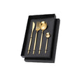 Dropshipping 4Pcs Stainless Steel Fork Spoon Cutlery Dinnerware Set Golden Flatware Set for 1 Person Steak Knife Set
