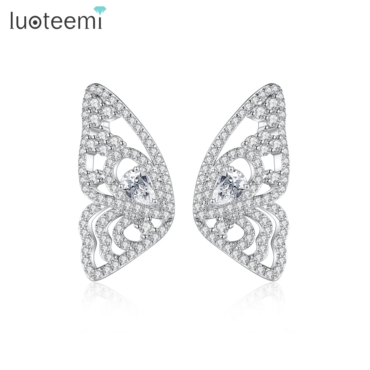 LUOTEEMI Earring Stud Elegant Cz 5A Zircon New Cubic Zirconia Woman Accessories Fashion Earing Butterfly