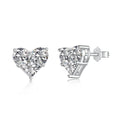 Dylam Best Valentine Day Gift S925 Silver Rhodium 18K Gold Plated Clear Pink Sparkle 5A Cubic Zirconia Heart Stud Earrings