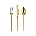 Royal Wedding Luxury Gold Plated Cutlery Set Titanium  Golden Flatware Set Round and Straight Handle Stainless Steel Cutlery