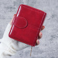 2025 Women's Retro Cross-Border Short Oil Wax Leather Wallet with Zipper Closure Small Coin Purse Buckle Bag