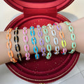 BC2048 Fashion Diamond Zircon Cubic Zirconia Rainbow Enamel Multi Colored Coffee Bean Bracelet Cuff Bangles