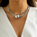 Cross-border Exaggerated Punk Multi-layer Chain Overlapping Collar Simple Niche Geometric Ball Personality Brass 14K Gold Plated