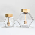 100ml 250ml Wholesale Hexagon Container Storage Glass Honey Jar With Bamboo Lid