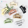 B.PHNE Custom Logo Beige Popular Matte Color Simple Plastic Rectangle Hair Claws Clip for Women