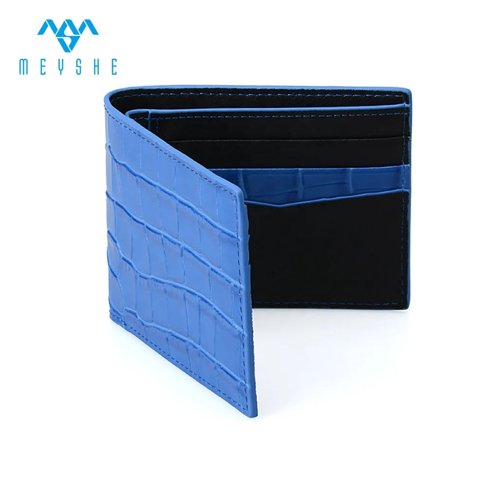 Factory Price Custom Genuine Leather RFID Blocking Slim Bifold Luxury Crocodile Man Wallet Card Holder