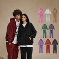 Custom logo 360gsm Vintage Batik Washed Fleece Oversized Zip up Hoodie Suit Distressed Men's Hoodie Set Wholesale