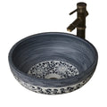 China Traditional Color Glazed Hand Painted Countertop Ceramic Round Bathroom Basin with Easy to Clean Feature