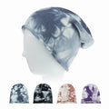 Custom logo Tie Dye Beanie Roll Rim Cuffed Full Print Hat Knit Baggy Hat Slouchy Beanie for Women