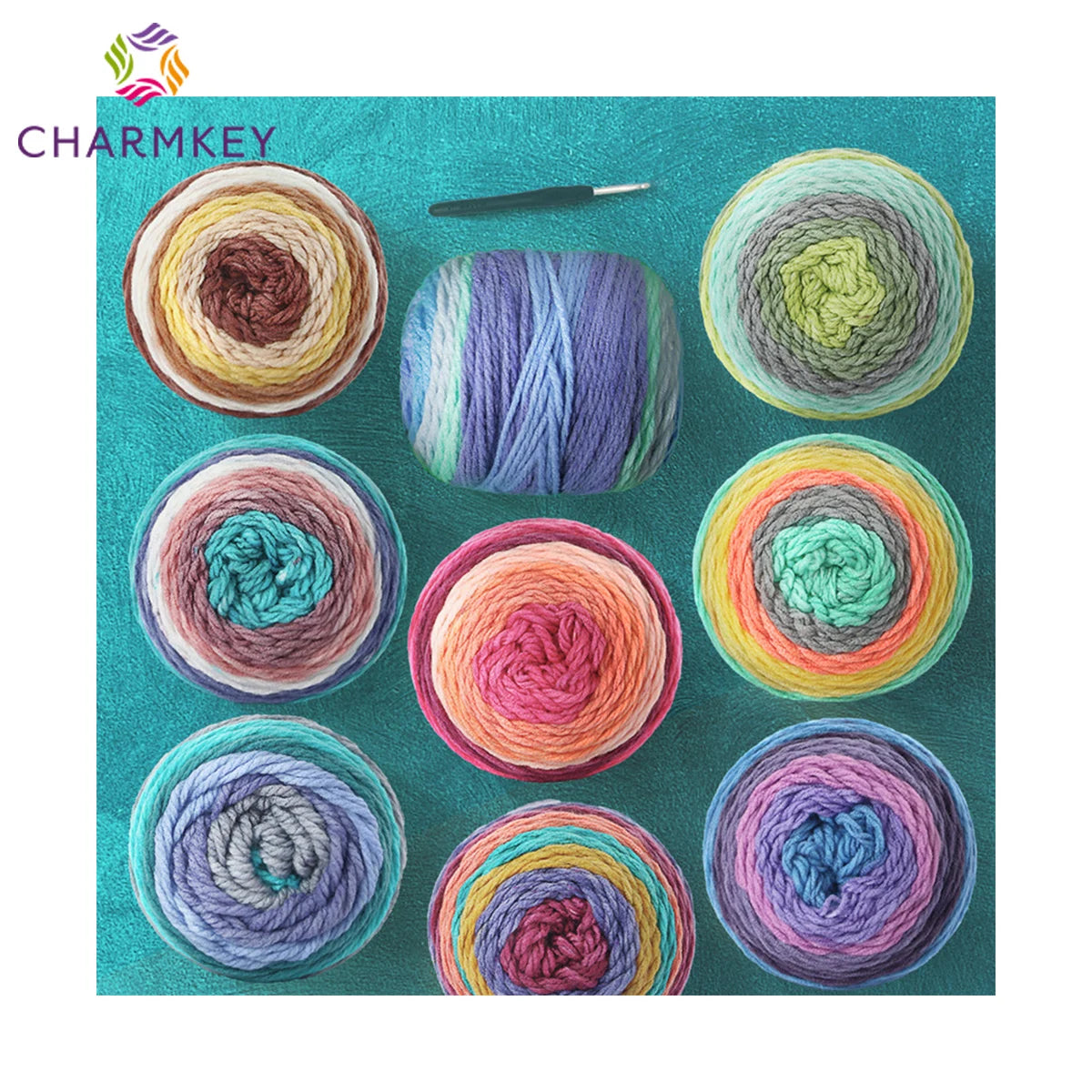 Charmkey Wholesale 80%acrylic 20%wool Blended Yarn Fancy Cake Yarn 200g for Knitting Scarf