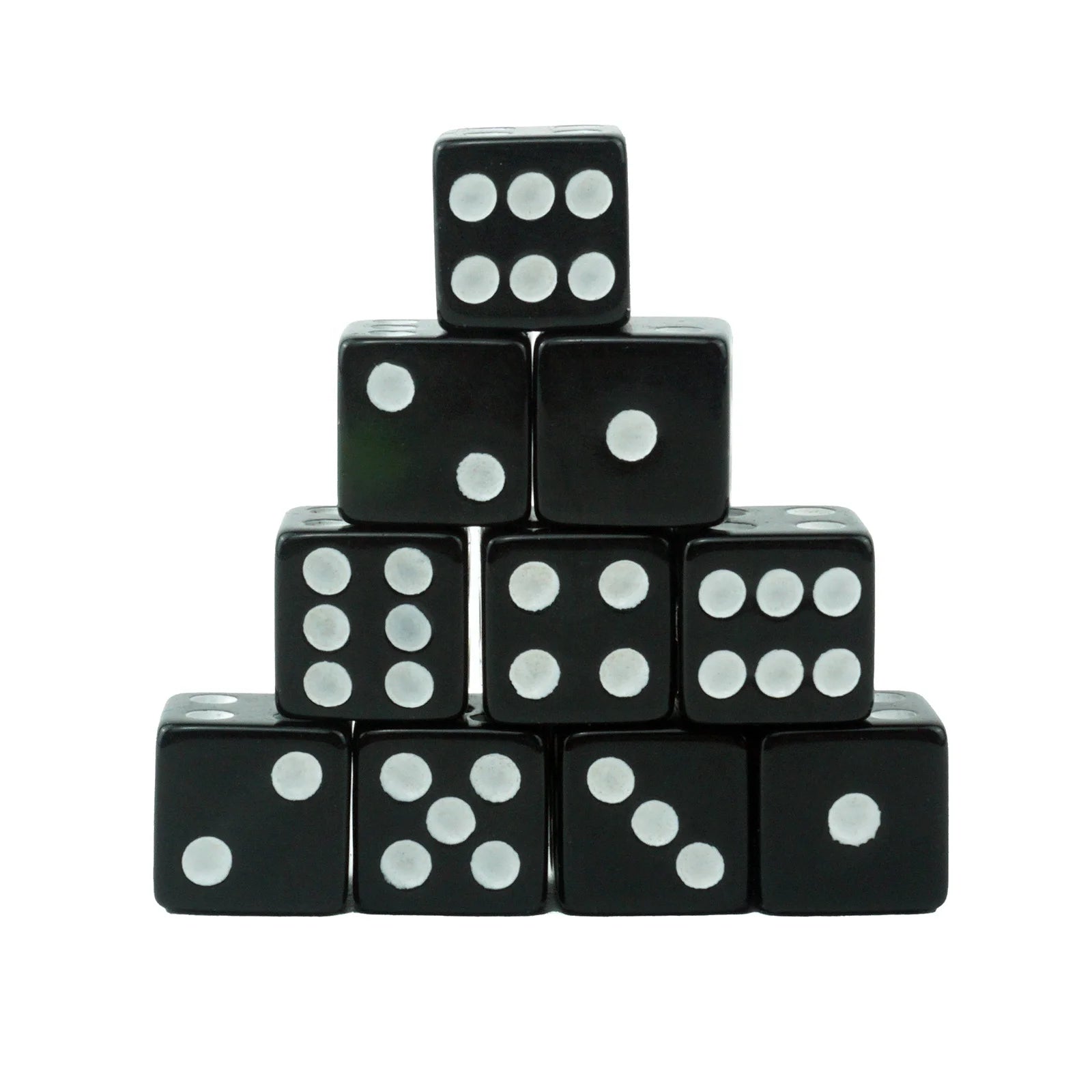 Kaile Factory Custom 10mm Black Acrylic Dice with White Dot square D6 Sided with Straight Corner  for Casino Card Board Games