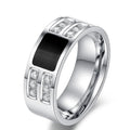 8mm Crystal Zircon Rings Stainless Steel Waterproof Hot Selling Wedding Rings Jewelry for Men Women