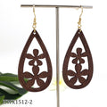Hawaiian Earrings Laser Cut Hollow Flower Earrings Women Wooden Earrings