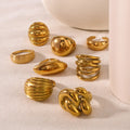 New Style Trendy 18K Gold Plated Hyperbole Jewelry Geometric Irregular Stainless Steel Open Ring Set
