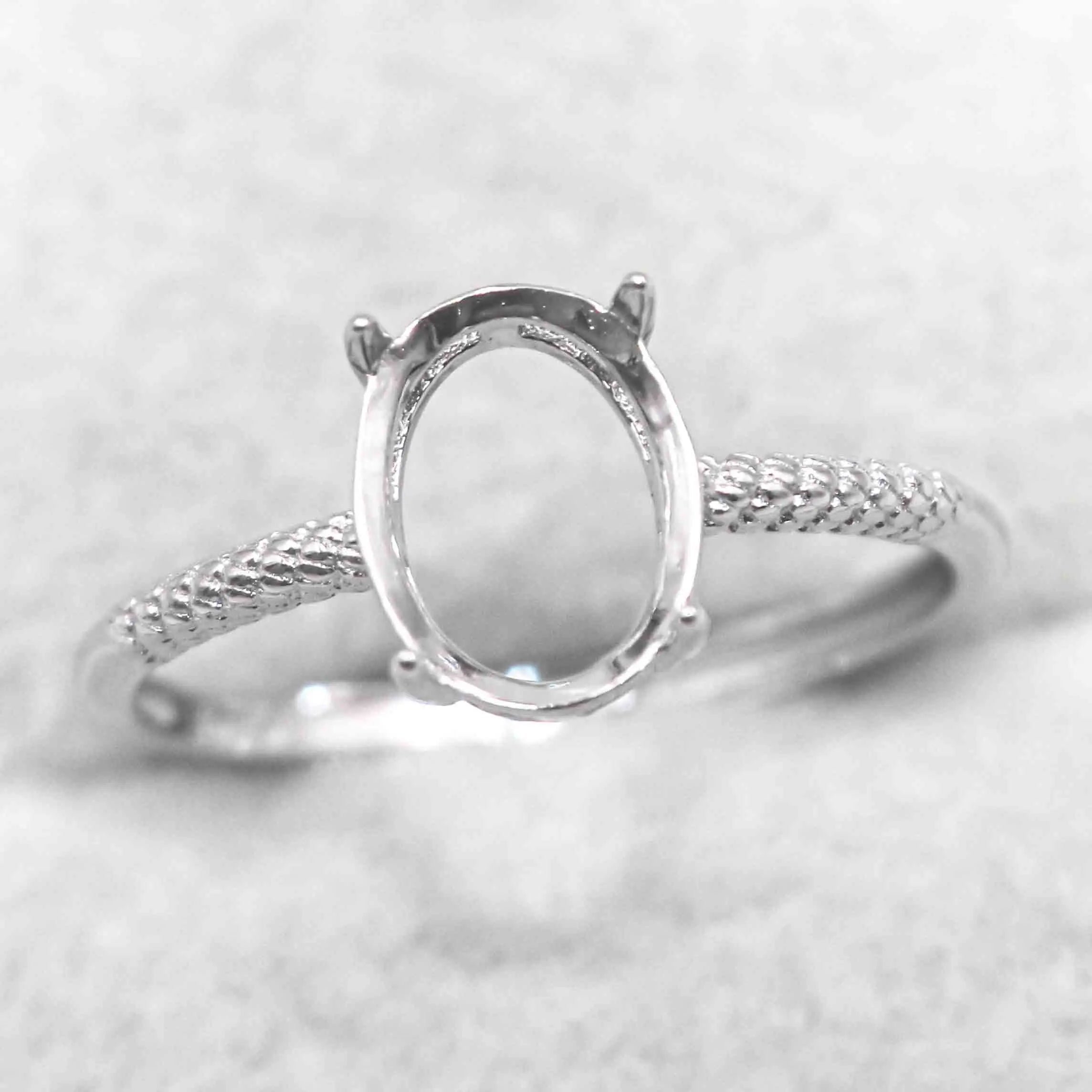 Sterling Silver 6*8/7*9/8*10mm Semi Mount Ring Frame Empty Blank S925 Setting Base Holder Without Center Stone for DIY Inlay