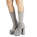 Hot Sale Women's High Heels Mid Boots 15CM Platform Zipper Arch Support Anti-Slippery Knee-High Autumn/Winter Fashion Height