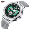 NIBOSI 2518 Caseback Hollow Men Skeleton Dial Watch Set Wristwatch Blank Stainless Steel Mesh Band Quartz Watch