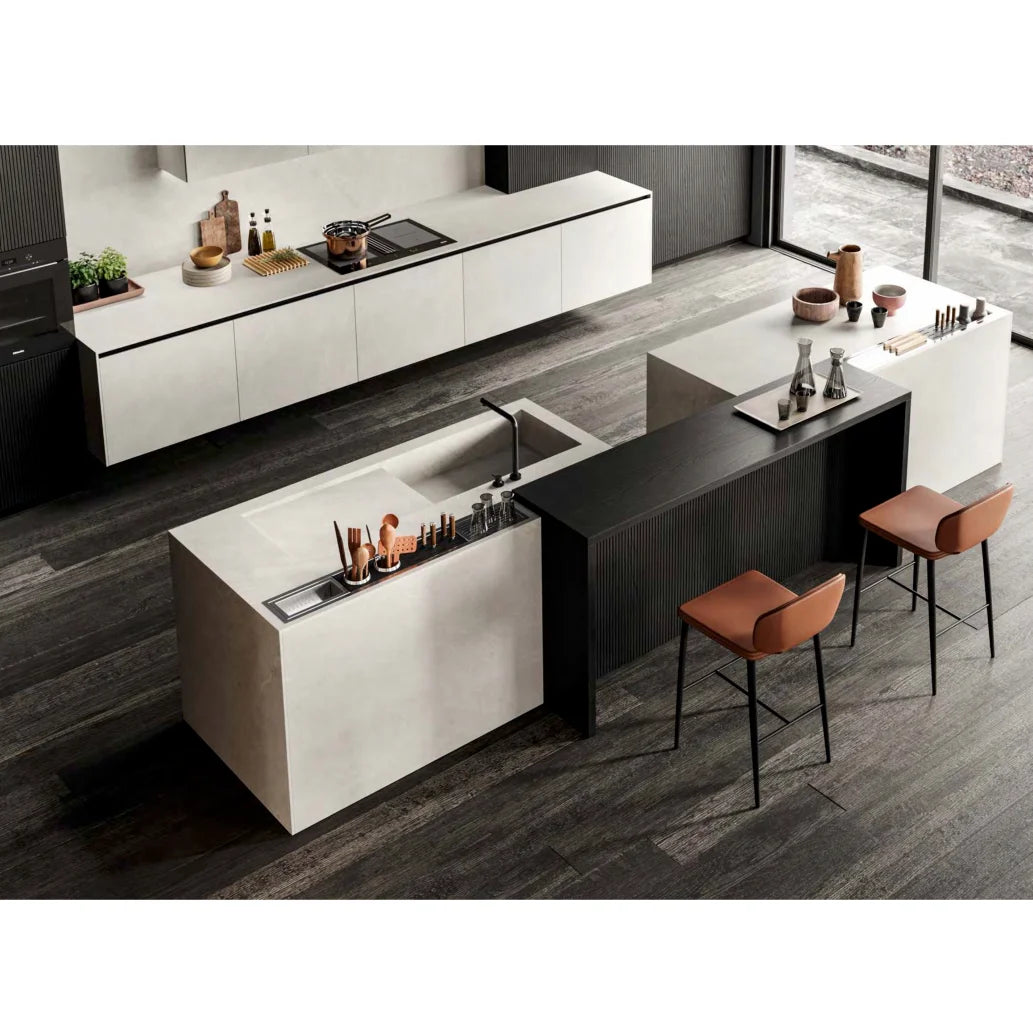 Italian Minimalist Cream Style Modularmelamine Panel Kitchen Cabinets Modern Sets