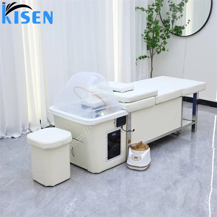 Modern Japanese Shampoo Bed with 90L Water Tank for Beauty Salons Heater Water Cycle Steam Head Spa Hair Washing Table Chairs