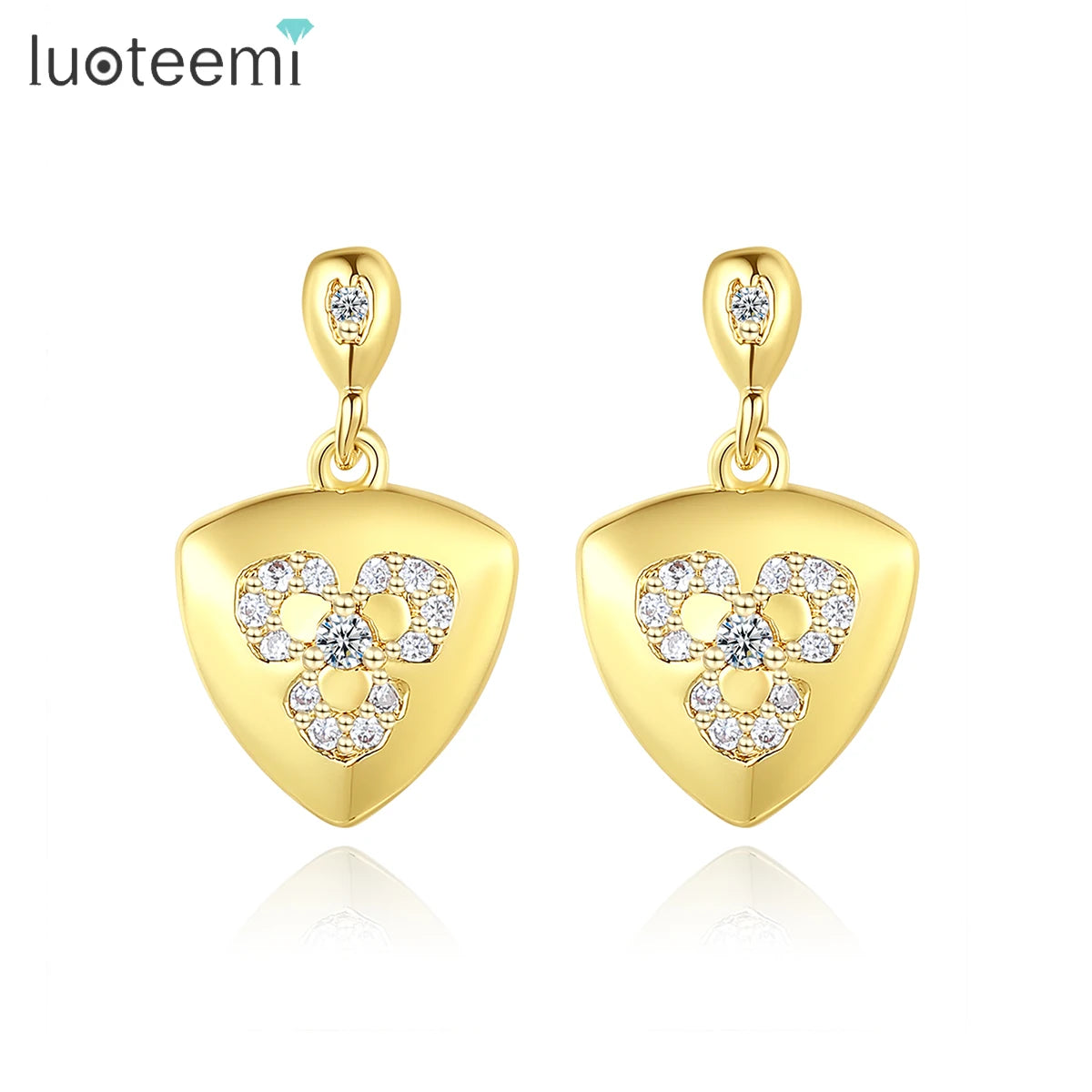 LUOTEEMI 14K Gold Plated Custom Earrings a AA Cubic Zirconia CZ Womens Geometric Earrings Jewelry Wedding Engagement Party