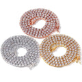 Hot Selling Unisex Tennis Chain Necklace One Row with 3mm-5mm CZ Zircon Stylish Hip Hop Icy Jewelry
