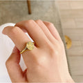 EManco Dropshipping Women INS Fashion Simple Fine Jewelry  18k Gold Plated Stainless Steel Rings Oval Hammer Ring for Girl Cute