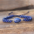Designer Natural Stone Lapis Lazuli Beads Braided Rope Couple Adjustable Bracelet Women Handmade Woven Lovers Jewelry Wholesale