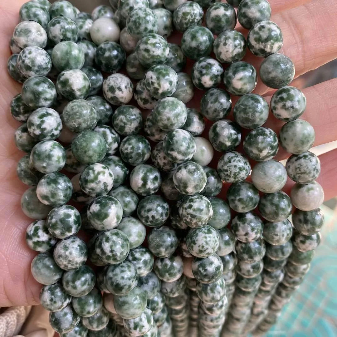 Genuine Green Spot Jasper Gemstone Round Smooth Beads 4mm 6mm 8mm 10mm Gemstone Loose Beads for Jewelry Making