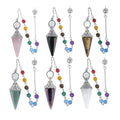Popular Chakra Crystal Pendant PendulumAmethyst Pendulum With Colorful BeadsNatural Gemstone Hexagonal Cone Pendulums