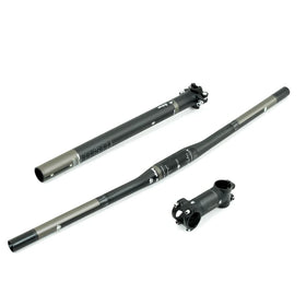 Baloga Carbon Handlebar Sets for MTB/BMX/Cruisers Bikes with Water-decals 31.8*720mm Matte Coating Blackgrey