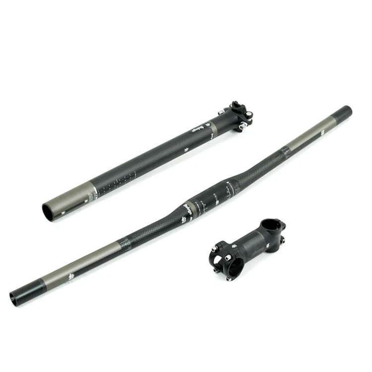 Baloga Carbon Handlebar Sets for MTB/BMX/Cruisers Bikes with Water-decals 31.8*720mm Matte Coating Blackgrey