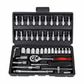 Portable 46pcs Screwdriver Socket Bit Set Ratchet Wrench Combination Tools Kit with Extension Bar Portable Case