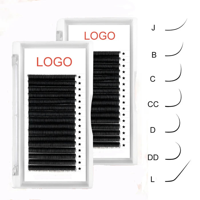 Dark Lash Matte Black Individual Eyelash Extensions Tray Long Synthetic Thick Volume Lashes Handmade False Eyelashes Mix Boxed