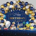 Happy Birthday Theme Shine Wedding Garland Set Latex Gold Blue Confetti Chrome Party Balloons Wedding Decoration Supplies X4145