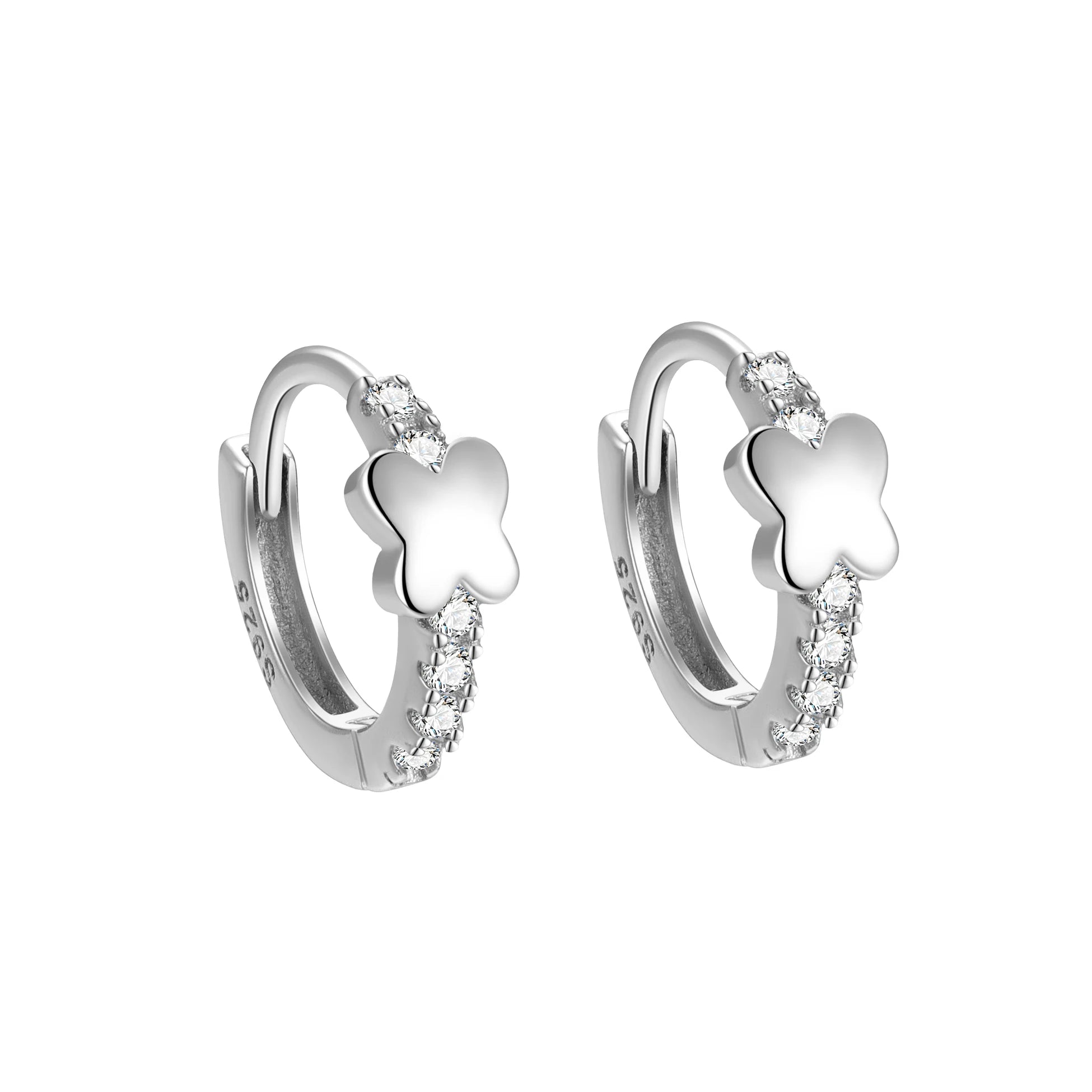 Butterfly CZ Earrings 925 Sterling Silver Cubic Zirconia Paved Hoops for Women Wholesale Cute Sweet Fine Jewelry Gift