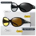 Women Retro Polarized Sunglasses Red White PC Frame Custom Logo Day/Night Photochromic Night Vision Driving Sun Shade Glasses