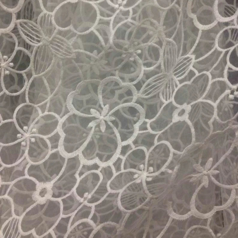 High Quality Children's Clothing Offwhite Floral Dress Embroidery French Lace Fabric