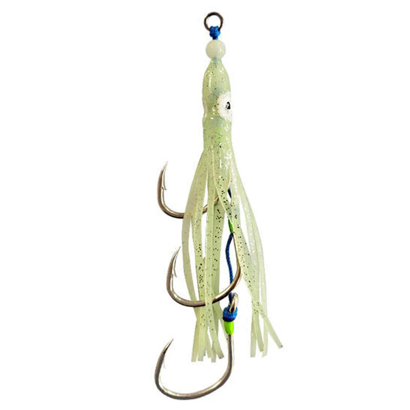 Squid Fishing Hook Octopus Squid Skirts Jig Soft Fishing Lure Artificial Bait Inline Tripple Assist Three Rig Assist Hooks
