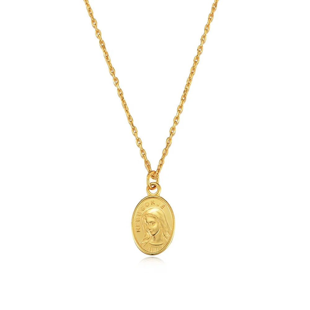 New Classic 925 Sterling Silver Fashion Simple Personality Oval Virgin Mary Pendant Necklace Jewelry For Gift