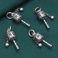 Retro Ancient Silver Amulet 925 Silver Sterling Nepal Buddhism Mantra Magic Tool Jewelry Pendant for Necklace Making