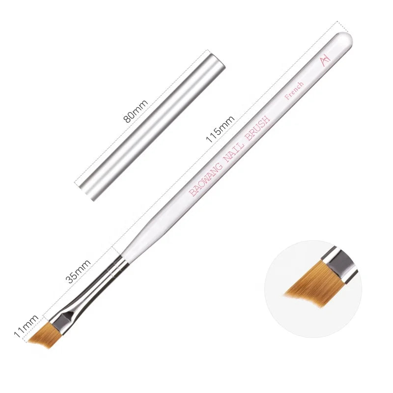 Wholesale Price French Brush with PET Nylon Hair and Clear Acrylic Handle High Quality Nail Art Brush for Nail Salon Use BW6-18