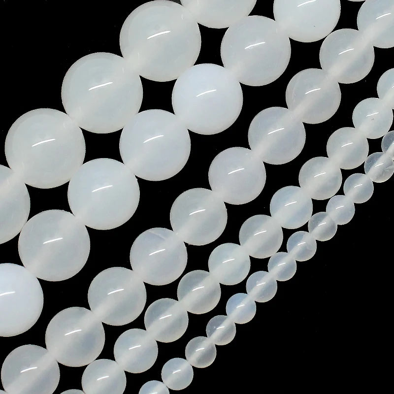 Natural White Agate Stone Beads 4/6/8/10/12mm round Loose Beads for Jewelry Making
