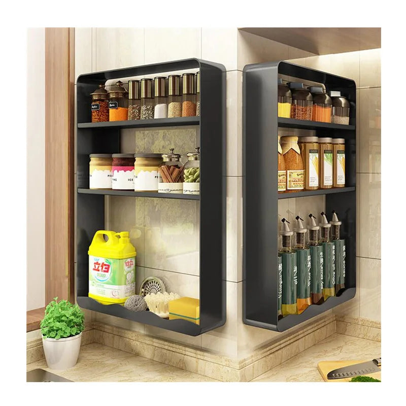 Multi-Function 3-Tier Wall-Mounted Utility Shelves Home Decor Storage Organizer for Office Kitchen Bathroom Supplies Made Metal