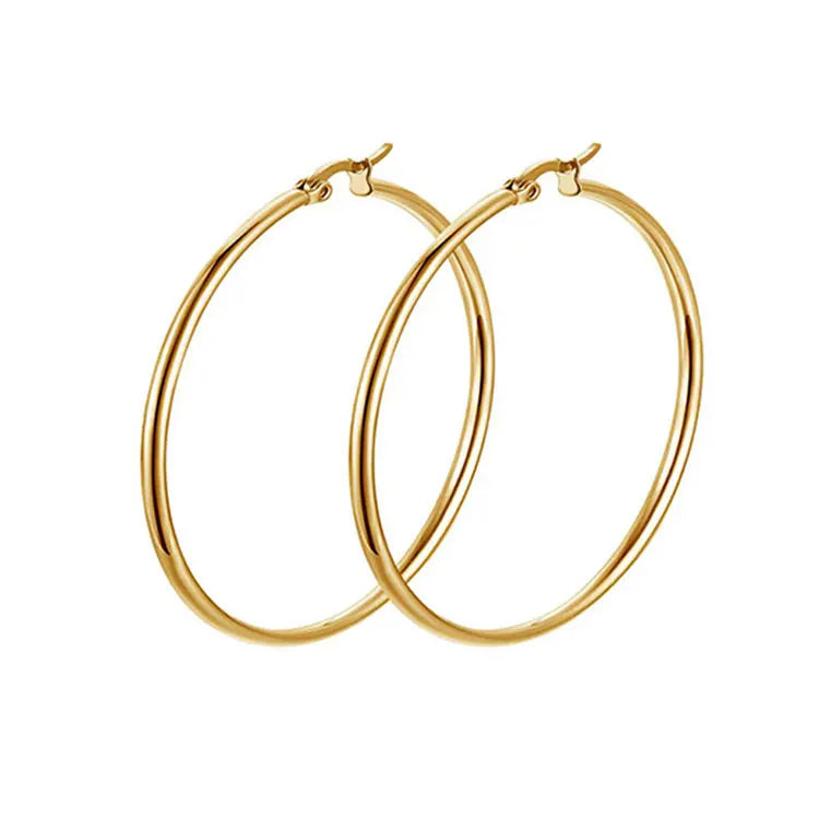 SC Wholesale Multi Size 316 Stainless Steel Earrings Fashion Exaggerated 80mm 90mm 100mm Silver Gold Big Hoop Earrings for Women