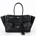 Designer Women's Large Capacity Genuine Leather Tote Handbag Neutral Style with Zipper Closure Portable for Motorcycle Use