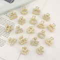 Korean Fashion Luxury Small Crystal Rhinestone Pearl Hair Claw Clips Gold Cross Hair Clips Girls Ladies Hair Accessories MegaBDM