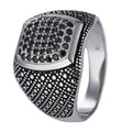 BOCAI New Fashion Micro Black Zircon & Diamond Cocktail Ring Punk Style Argentum with Middle Gemstone S925 Silver Ring for Men