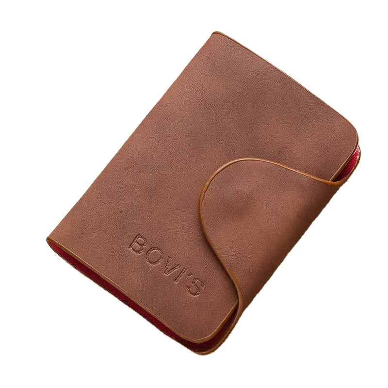 Multi-Large Capacity Genuine Leather Short Wallet Card Holder with Zipper Closure Unisex